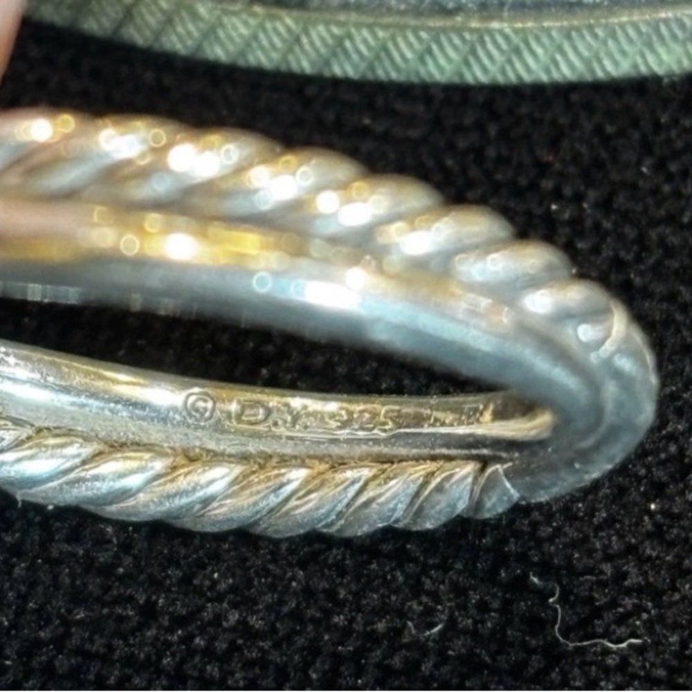 David Yurman Sterling Silver X Ring with Diamonds - Picture 3 of 5
